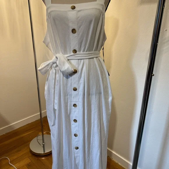 Ava & Viv Dresses | Ava & Viv White Button Front Sleeveless Cottagecore Maxi Dress Size 1x | Color: White | Size: 1x